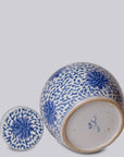 Blue and White Porcelain Scrolling Lotus Round Lidded Jar