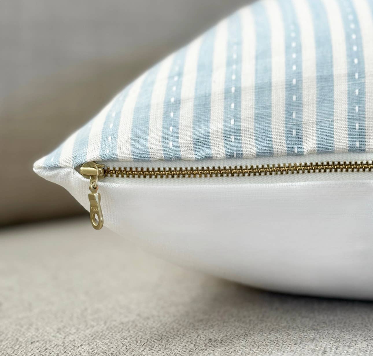 Lilly Blue Classic Stripe Designer Pillow: Feather Down / 22 x 22