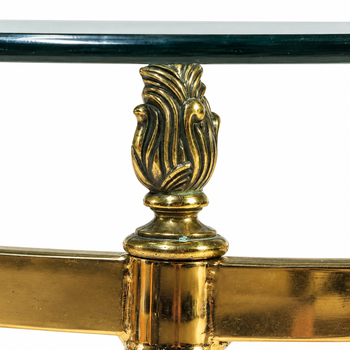 Hollywood Regency Brass and Glass Oval Coffee Table,