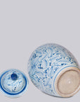 Blue and White Rustic Rose Porcelain Lidded Jar