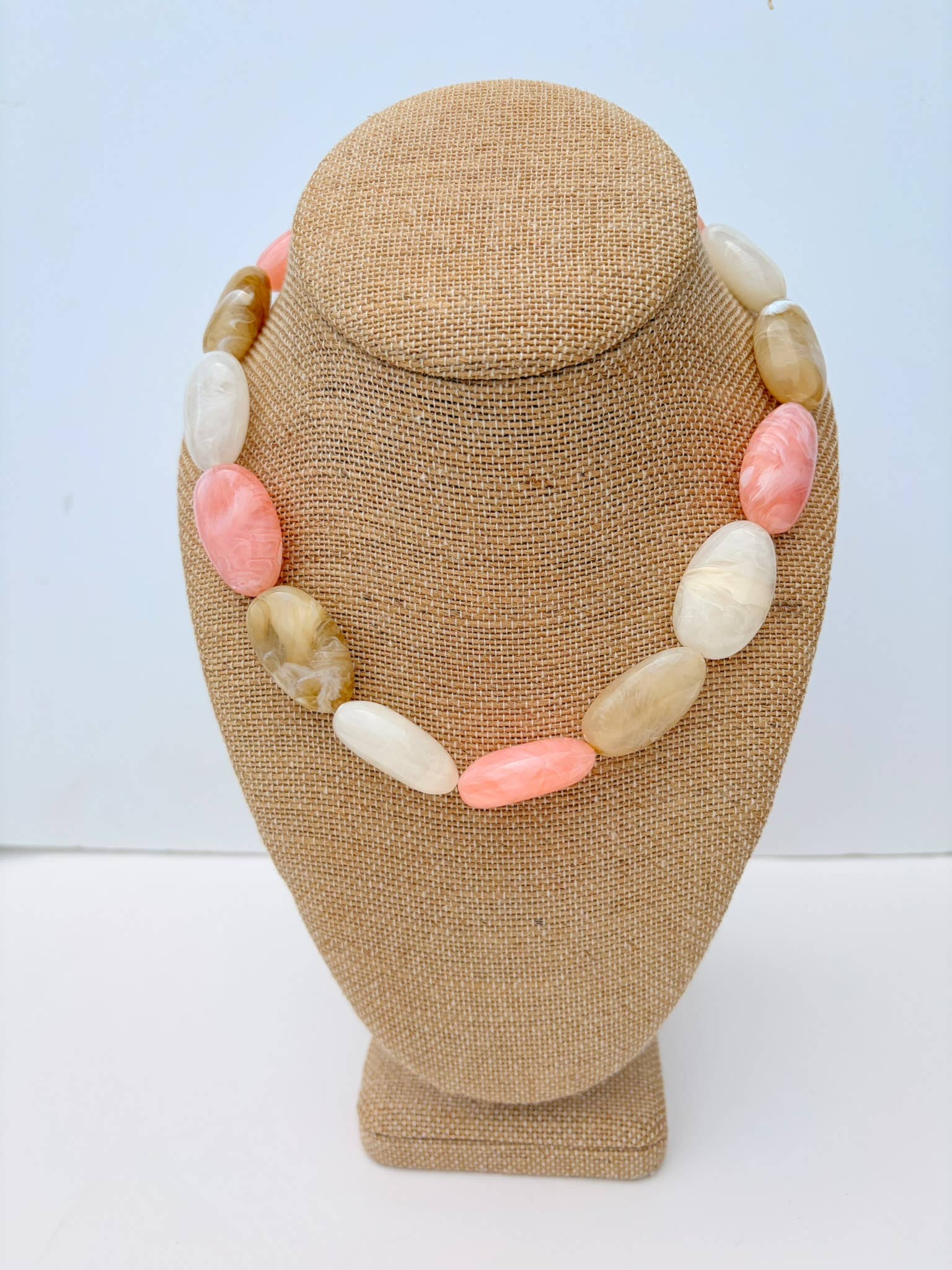 Pink Oval Beaded Necklace