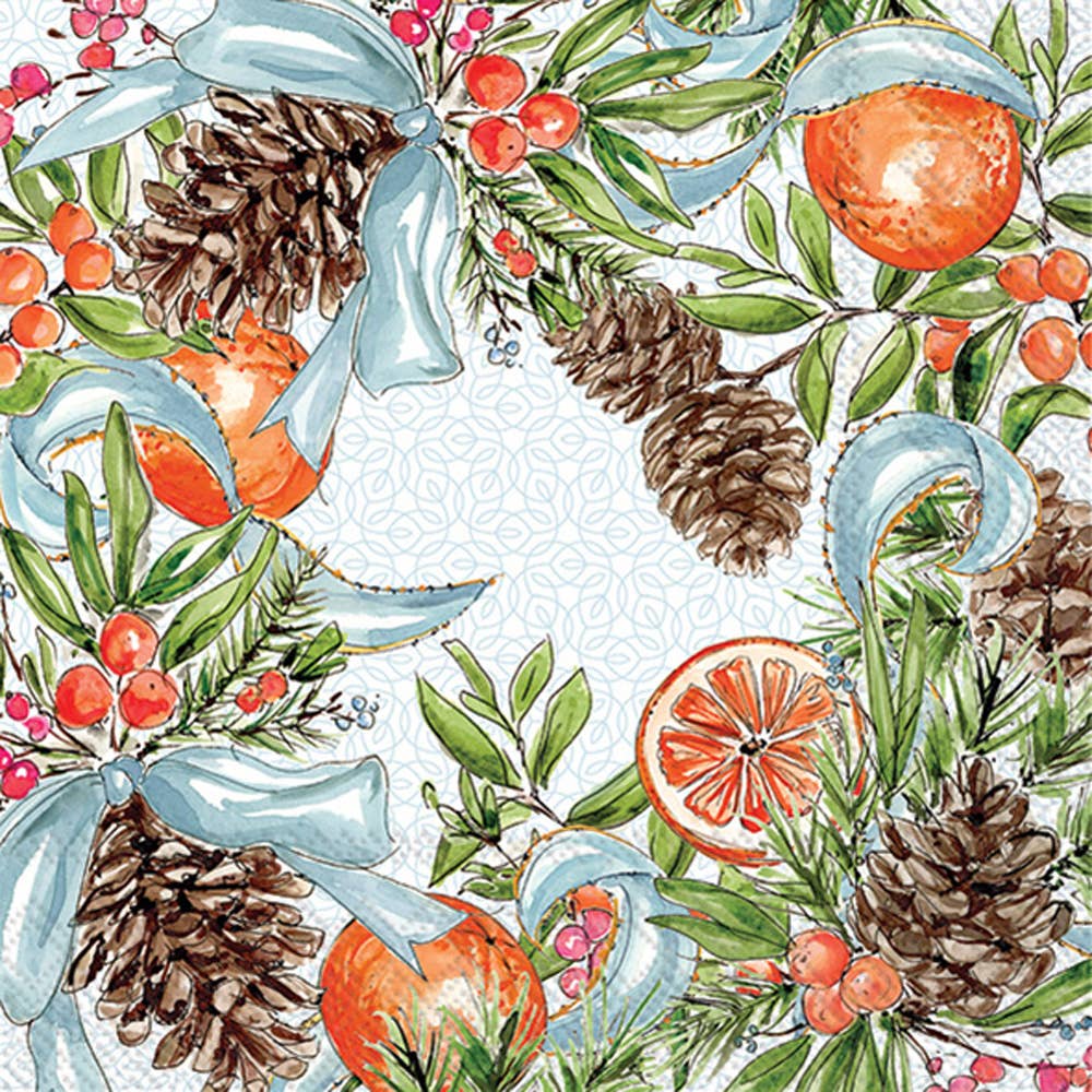 Paper Lunch Napkin 20 Ct Pinecones And Ribbons Fall Autumn