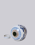 Blue and White Porcelain Peony Lidded Round Storage Jar