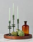 Emerald Glass Candlestick Pair, Medium