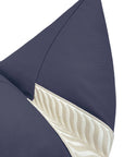Pair of Navy Linen Covers with Trellis Trim, use 24” inserts, LDC