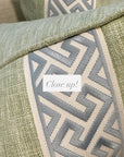 Pair of Leaf Green Covers, double sided with self welt and double tape, 22” for 24” inserts