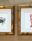 Lobster Coastal Watercolor, Bamboo Frame, 6x6