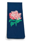 Towel - Cut Pink Hydrangea Blossom on navy