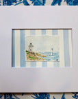 Castle Hill Lighthouse Watercolor Painting, Framed 8 x 10