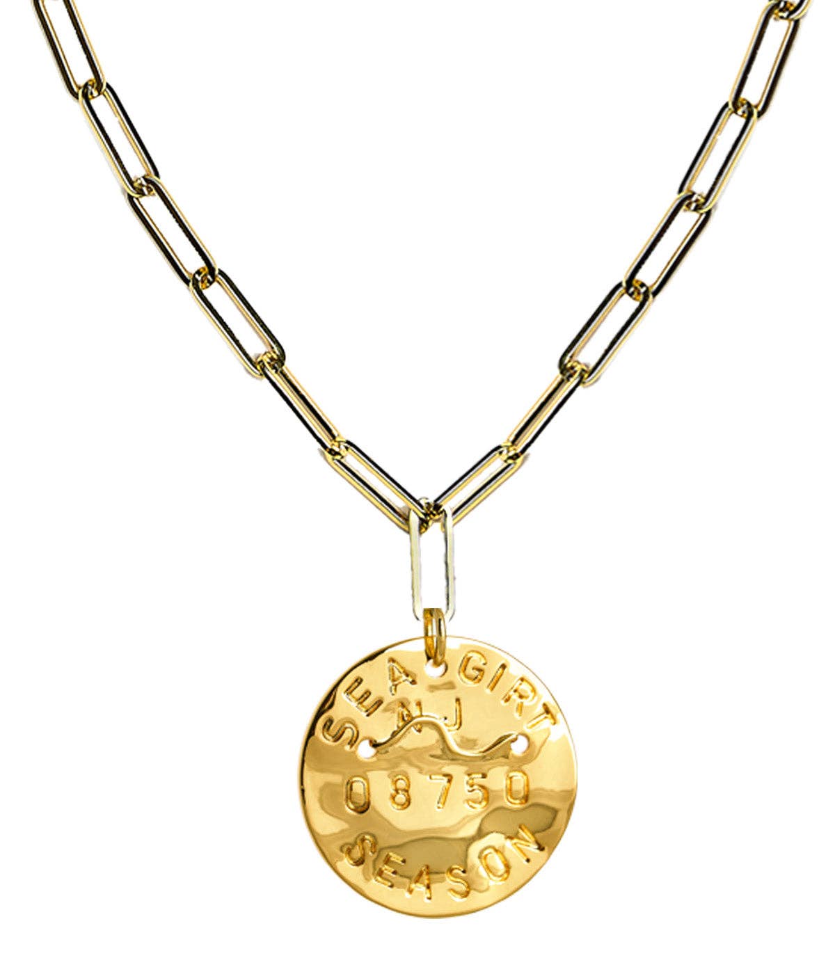 Beach Tag Charm Necklace – 18k Gold Plated - WS: Kiawah Island