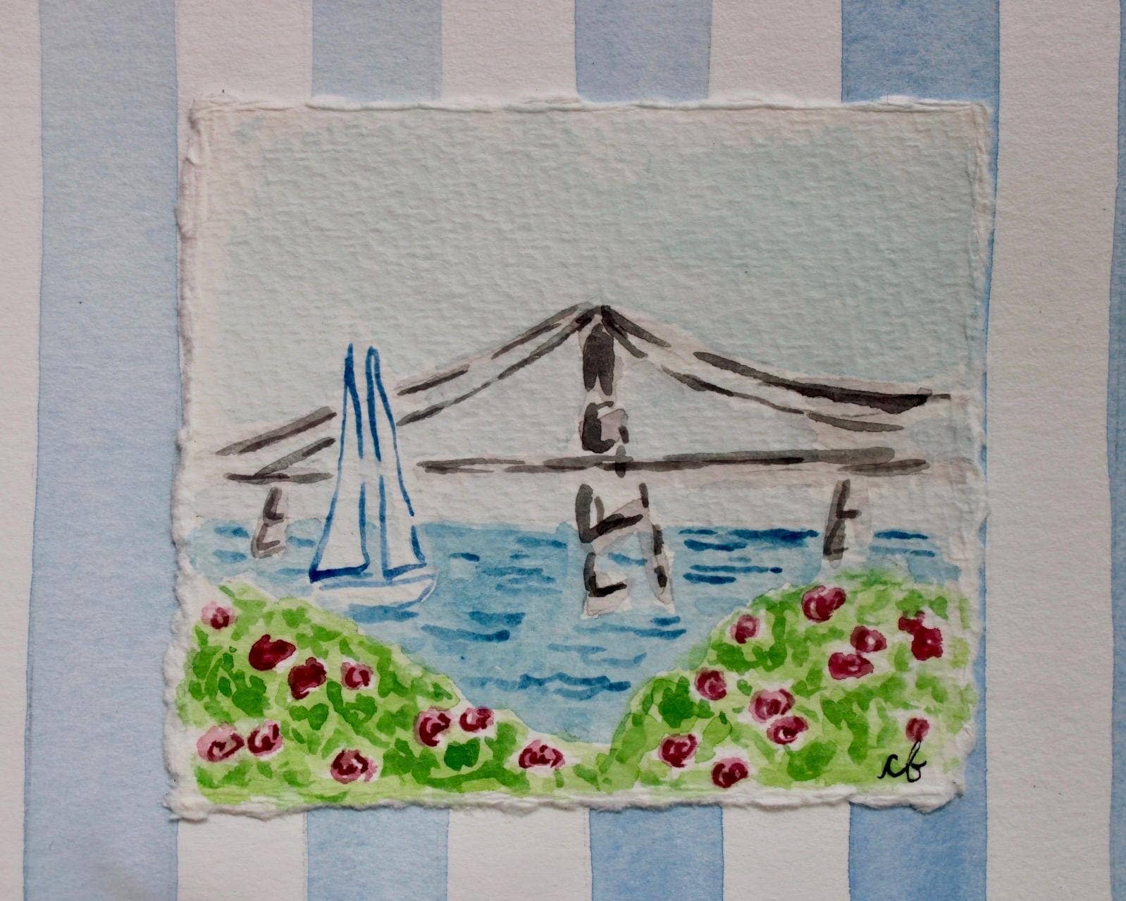 Newport, RI Watercolor Painting with 8 x 10 Frame 