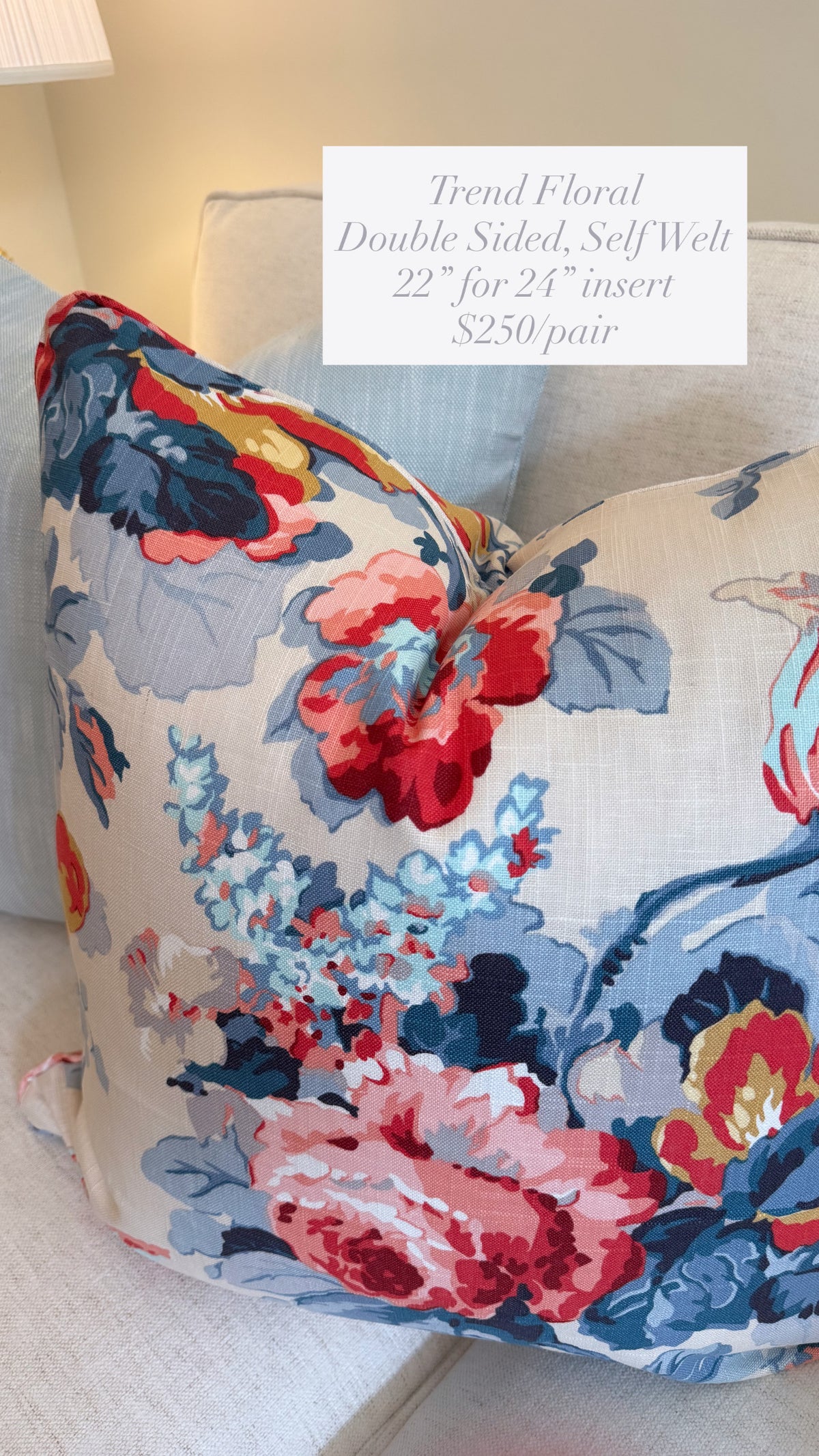 Pair of Trend Floral Covers, 22” for 24” inserts