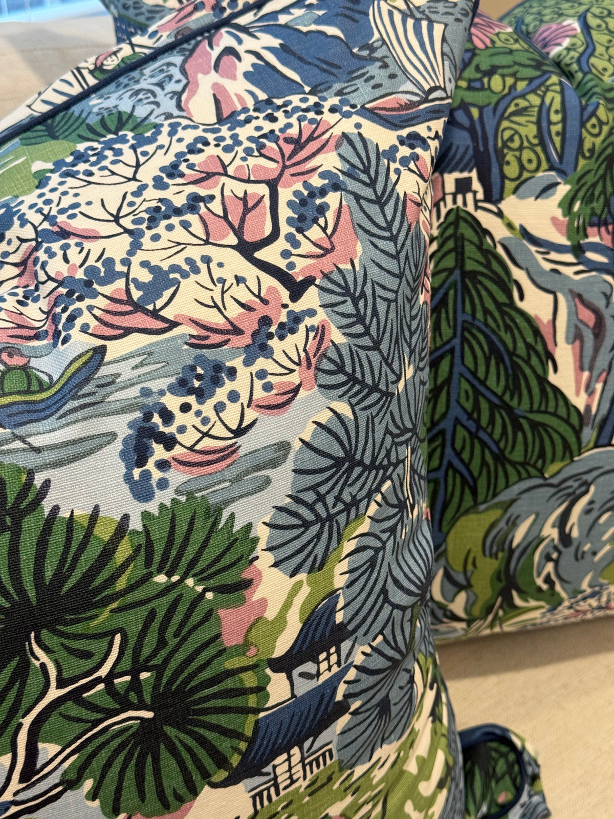 Pair of Thibaut Pagoda Tree Euro Covers, 26” for 28” inserts