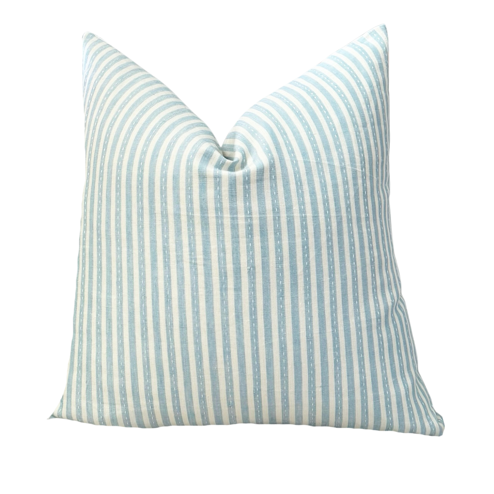 Lilly Blue Classic Stripe Designer Pillow: Feather Down / 22 x 22