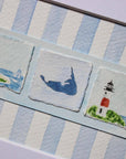 Mini Nantucket Watercolor Paintings, Framed (8 x 10): American Flag