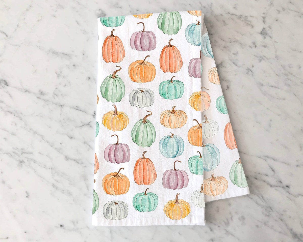 Colorful Pumpkins Kitchen Towel - Fall Tea Towel