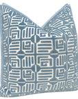 Pair of Labyrinth Velvet Euros in Blue, flange, Thibaut, use 28” inserts, LDC