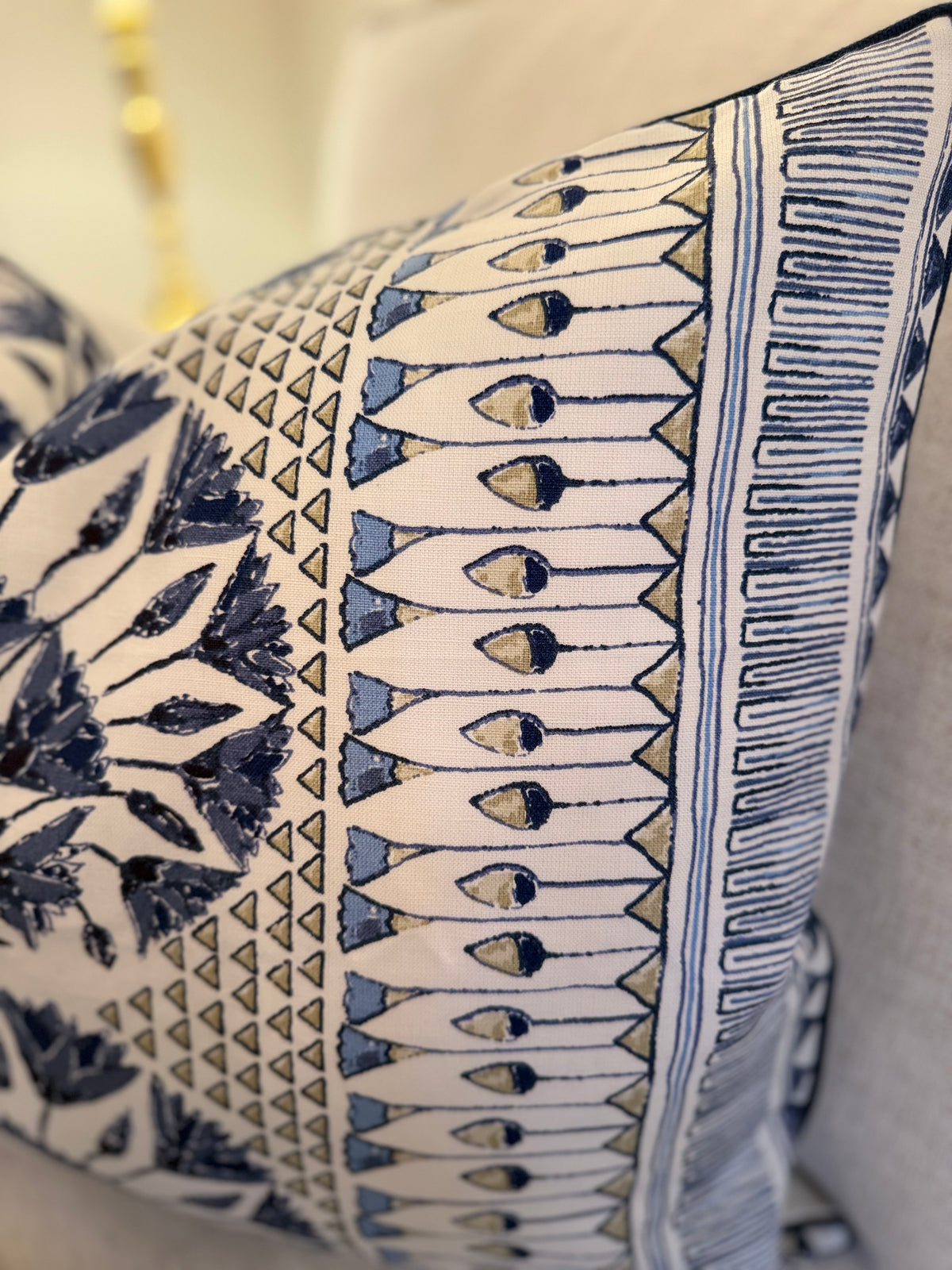 Pair of Anna French Cairo Standard Shams, blue welt