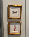 Lobster Coastal Watercolor, Bamboo Frame, 6x6