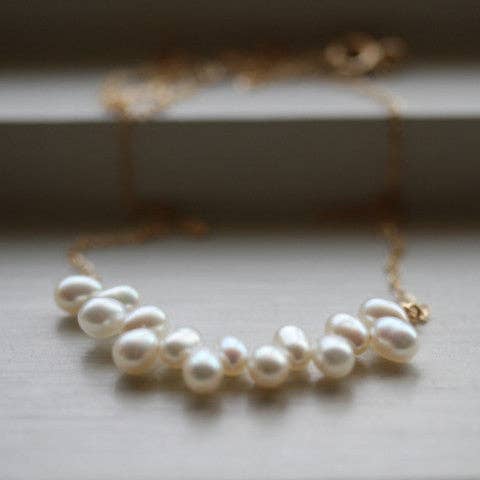 Vineyard Pearl Necklace: Gold pearl necklace