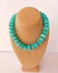 The Rory — Aqua Green Large Rondelle Beaded Necklace