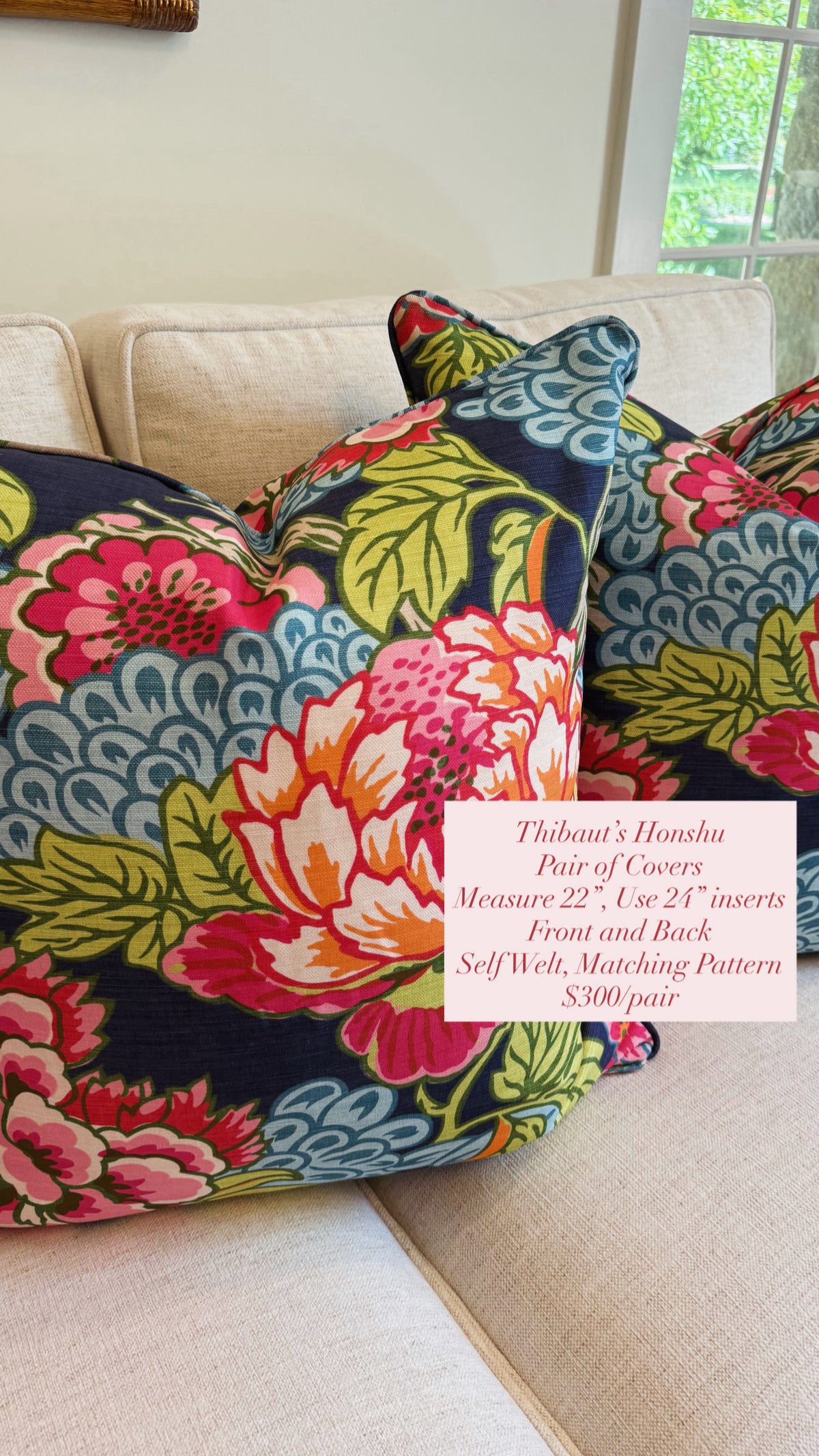 Pair of Thibaut’s Honshu, 22” for 24” inserts