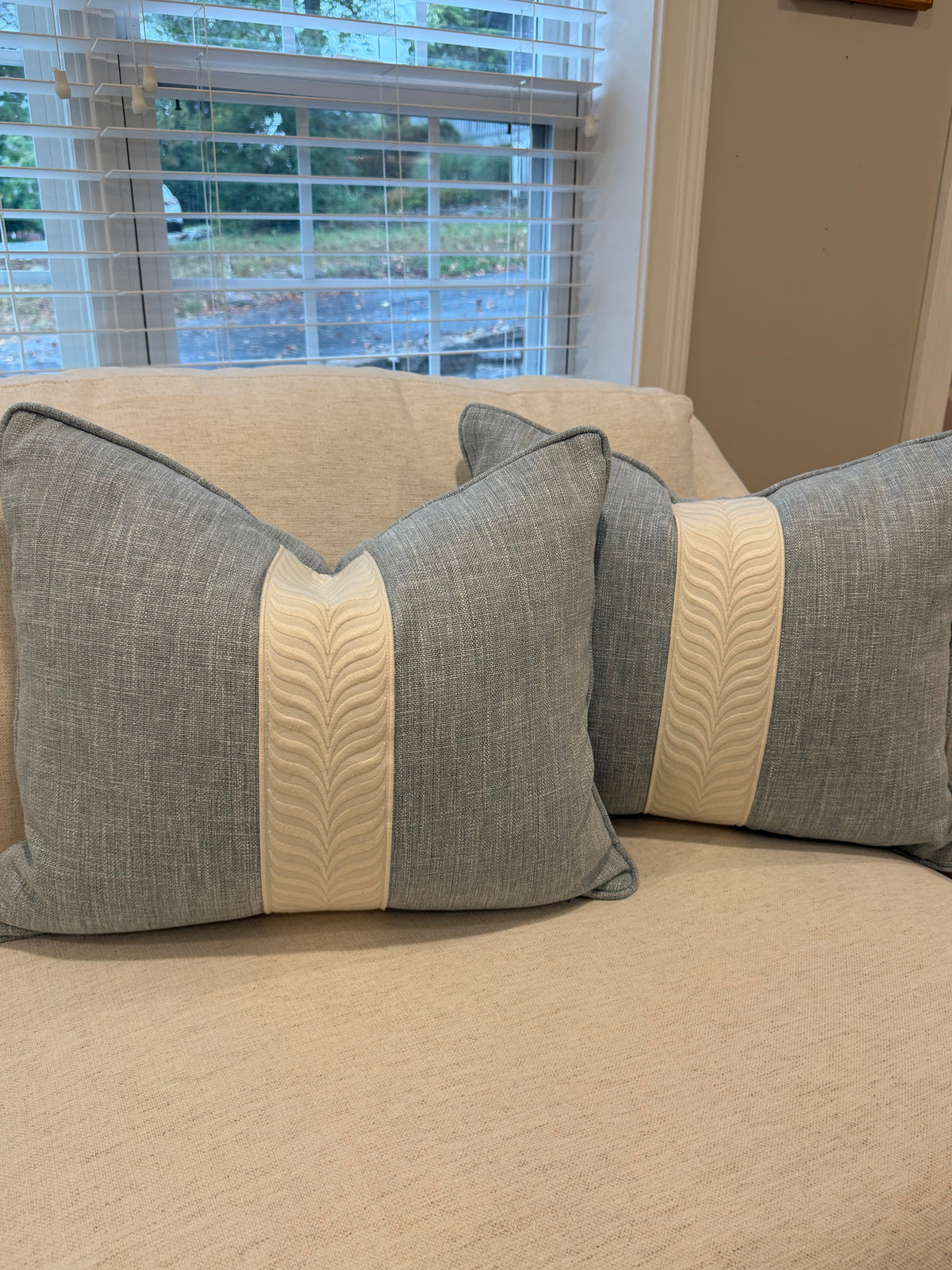 Classic Coastal Blue Lumbar Covers, double sided with self welt and tape, 16x20” for 18x22” inserts