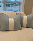 Classic Coastal Blue Lumbar Covers, double sided with self welt and tape, 16x20” for 18x22” inserts