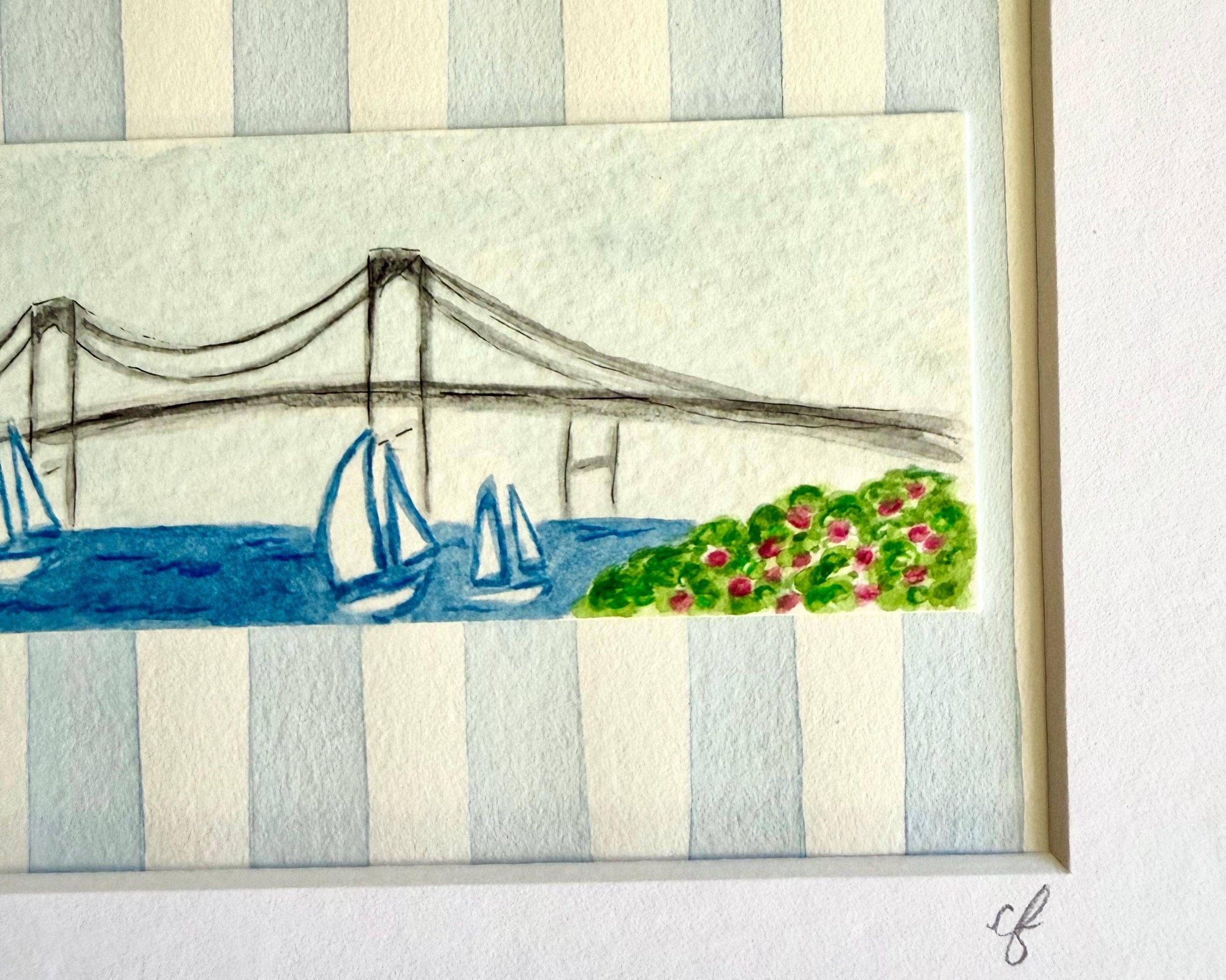 Newport, RI Watercolor Painting with 8 x 10 Frame