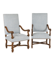 Pair of French Floral Upholstered Fireside Arm Chairs - to be reupholstered, price dependent on fabric selection (examples included)