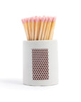 White Round Vessel with Baby Pink Matchsticks