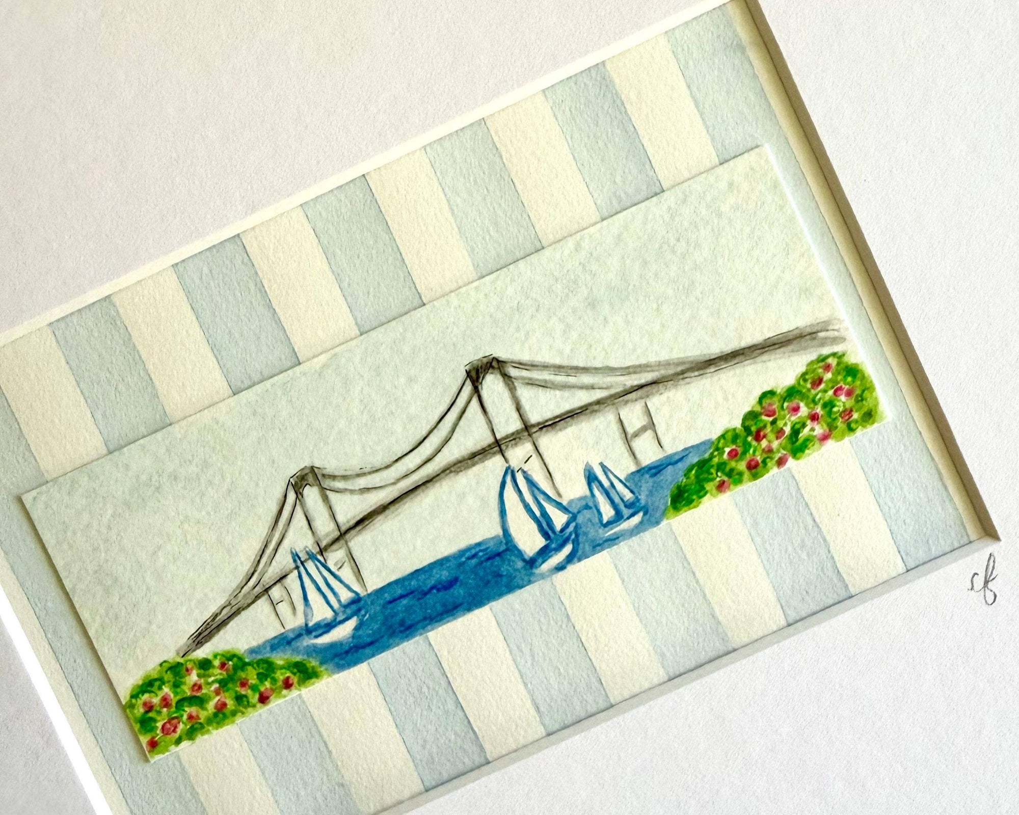 Newport, RI Watercolor Painting with 8 x 10 Frame