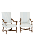 Pair of French Floral Upholstered Fireside Arm Chairs - to be reupholstered, price dependent on fabric selection (examples included)