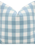 Pair of Powder Blue and White Check Covers with Powder Blue Flange, use 24” inserts *image does not show flange*, LDC