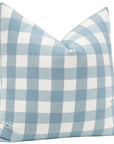 Pair of Powder Blue and White Check Covers with Powder Blue Flange, use 24” inserts *image does not show flange*, LDC