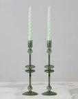 Emerald Glass Candlestick Pair, Large