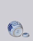 Blue and White Porcelain Double Happiness Round Storage Jar