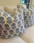 Pair of Anna French Marguerite Sky Covers, self welt and double sided, 22” for 24” inserts