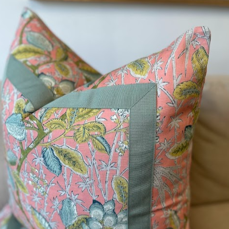Abigail Pillow Cover in Coral