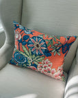 Peony Garden in Coral with Blue Velvet: Pair with inserts, ft. Thibaut
Thibaut