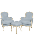 Coming Soon: Newly Reupholstered French Louis XV Pair of Arm Chairs & Foot Stool, ft. Kravet Fabric
