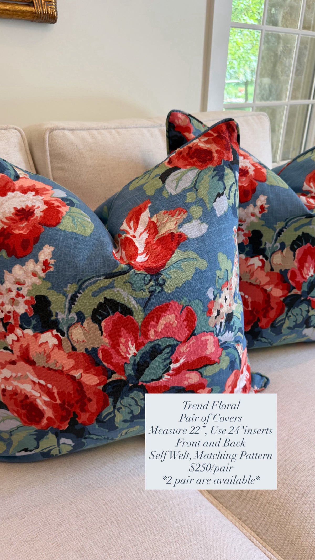 Pair of Trend Floral Covers, 22” for 24” inserts