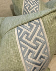 Pair of Leaf Green Covers, double sided with self welt and double tape, 22” for 24” inserts