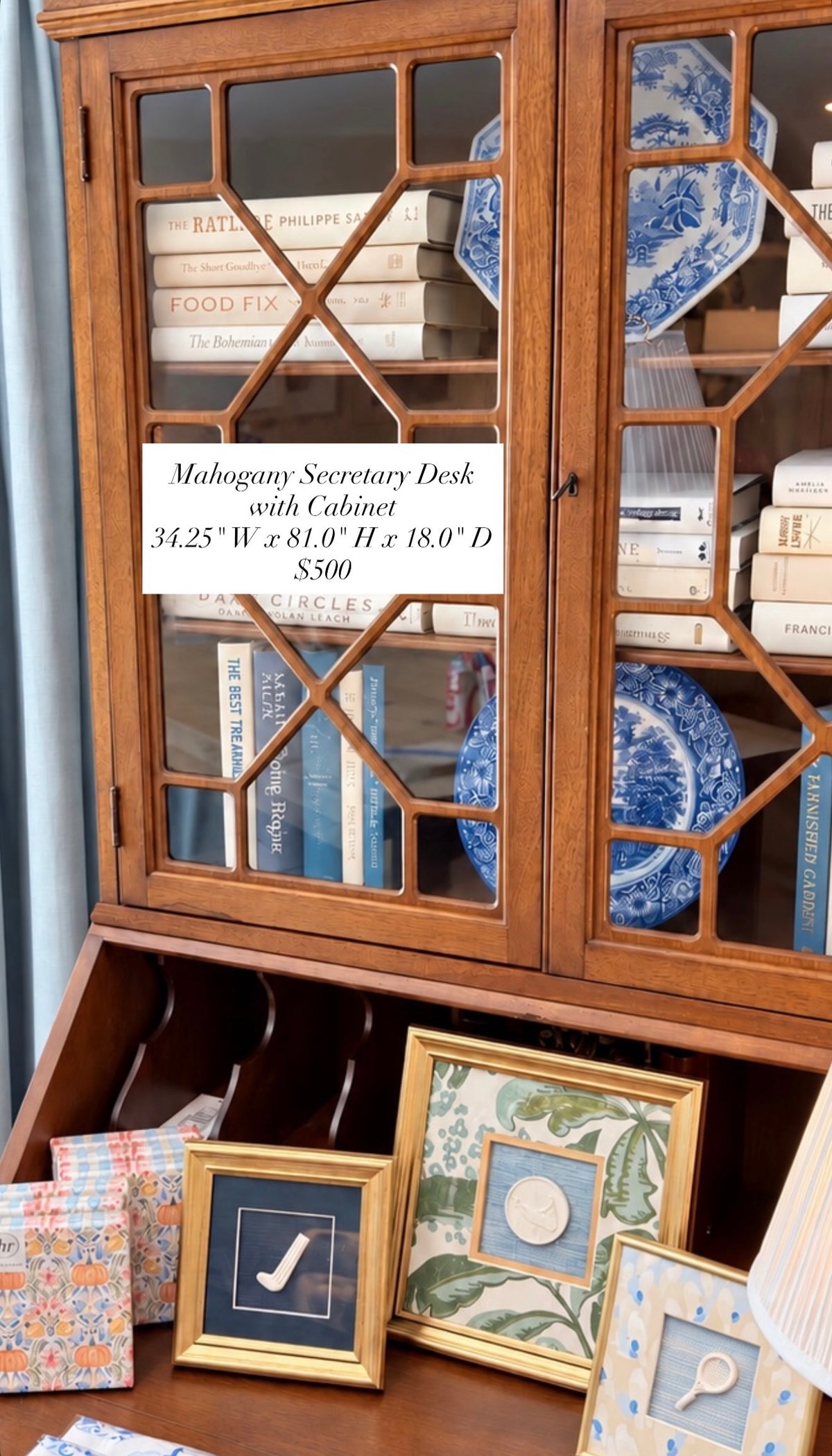 Vintage Mahogany Slant Front Secretary Desk, Shipping TBD