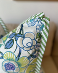 WWH Faves - Thibaut's Peony Garden in Blue & Green w/ Carlisle Stripe Flange