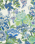 WWH Faves - Thibaut's Peony Garden in Blue & Green w/ Carlisle Stripe Flange