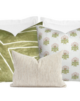 Milford Pillow Cover in Pink and Green, Thibaut Pillows
