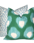 Bukhara Outdoor Pillow Cover in Green/Blue, Indoor Outdoor Pillows, Peter Dunham Textiles