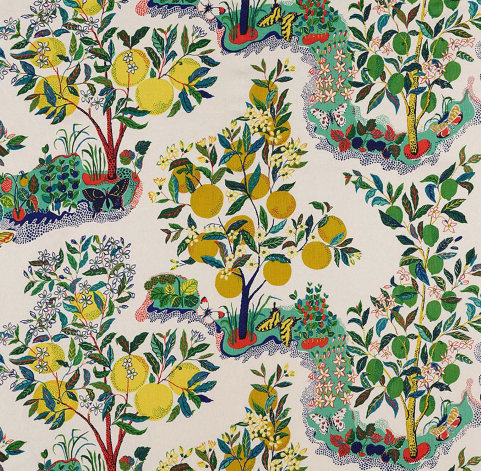 Citrus Garden Linen Pillow Cover, Schumacher Textiles