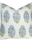 Mughal Flower Pillow Cover in Monsoon Blue, Lisa Fine Textiles
